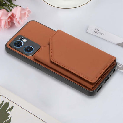 For OPPO Reno7 5G Skin Feel PU + TPU + PC Phone Case(Brown) by buy2fix