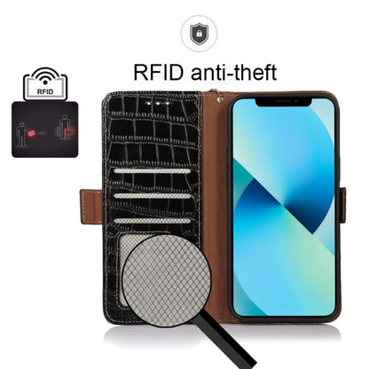 For iPhone 13 Crocodile Top Layer Cowhide Leather Phone Case(Black) - iPhone 13 Cases by buy2fix | Online Shopping UK | buy2fix