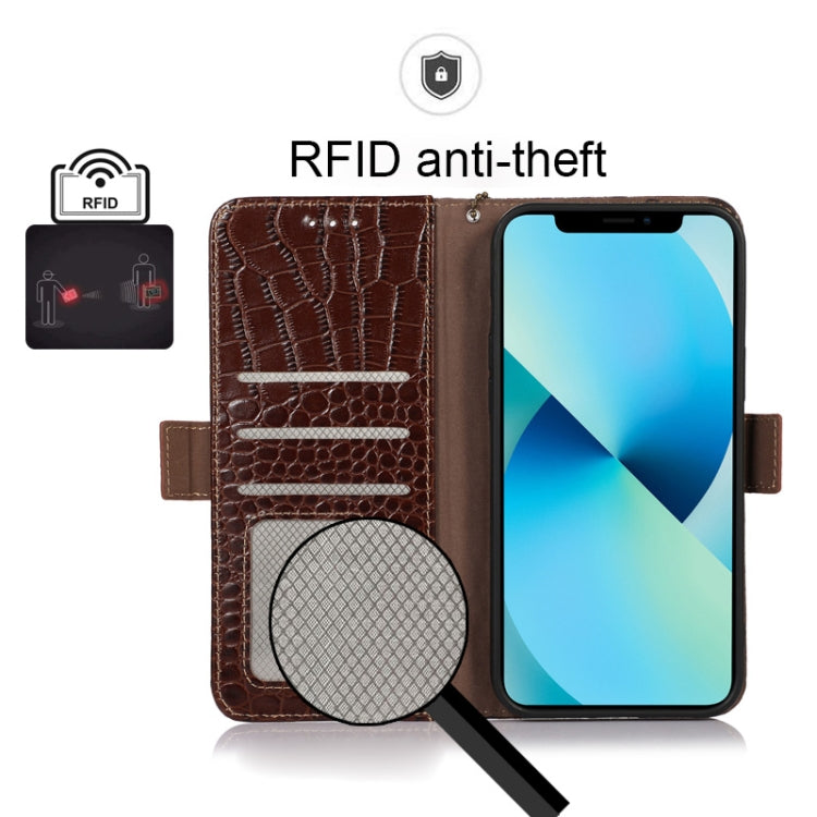 For iPhone 13 Crocodile Top Layer Cowhide Leather Phone Case(Brown) - iPhone 13 Cases by buy2fix | Online Shopping UK | buy2fix