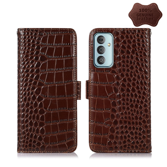 For Samsung Galaxy F23 5G / M23 Crocodile Top Layer Cowhide Leather Phone Case(Brown) - Galaxy Phone Cases by buy2fix | Online Shopping UK | buy2fix