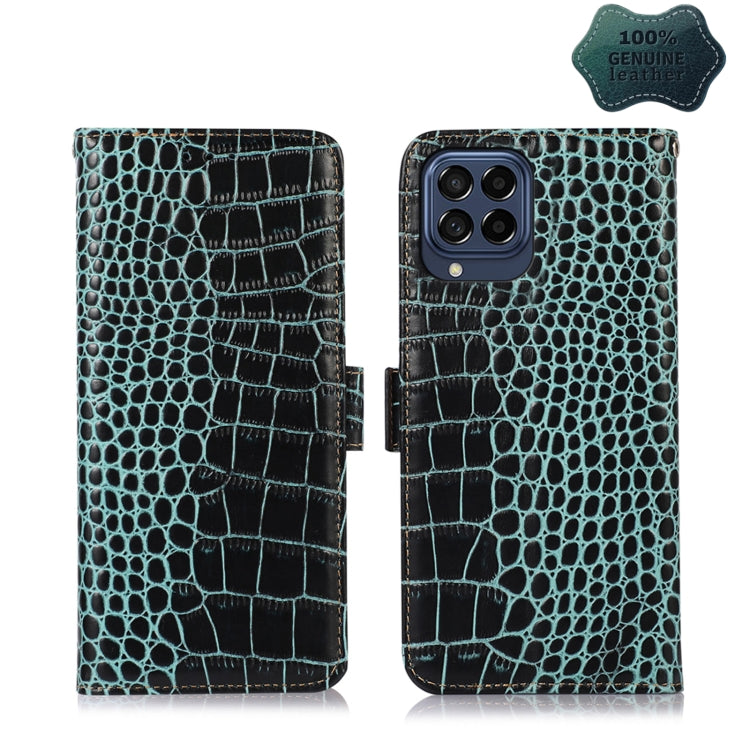 For Samsung Galaxy M53 5G Crocodile Top Layer Cowhide Leather Phone Case(Green) - Galaxy Phone Cases by buy2fix | Online Shopping UK | buy2fix