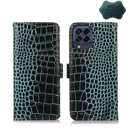 For Samsung Galaxy M53 5G Crocodile Top Layer Cowhide Leather Phone Case(Green) - Galaxy Phone Cases by buy2fix | Online Shopping UK | buy2fix