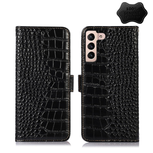 For Samsung Galaxy S22+ 5G Crocodile Top Layer Cowhide Leather Phone Case(Black) - Galaxy S22+ 5G Cases by buy2fix | Online Shopping UK | buy2fix