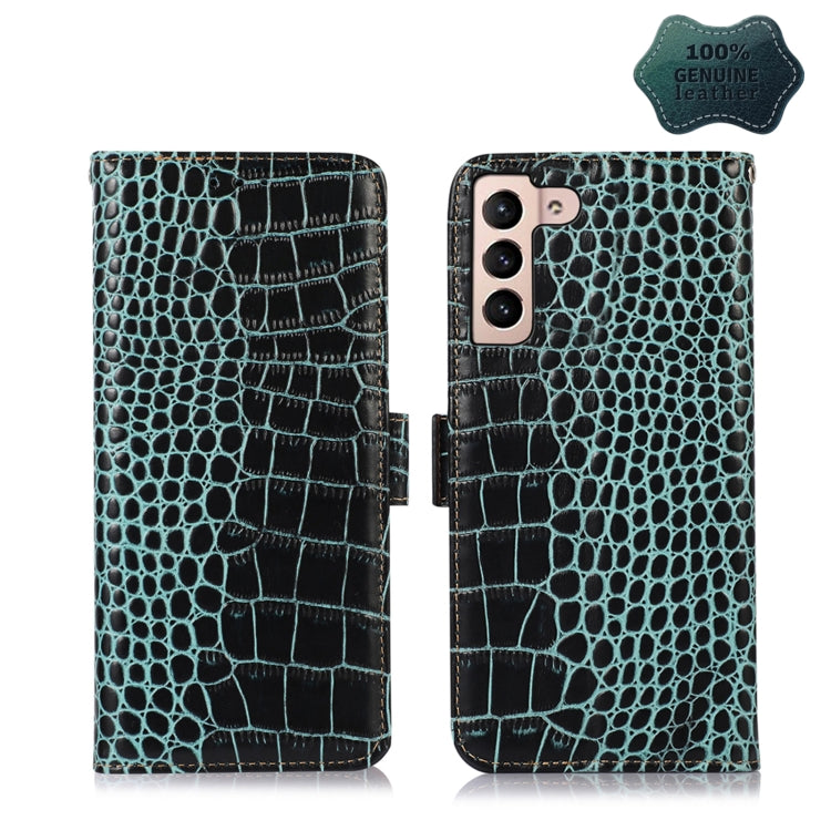 For Samsung Galaxy S22+ 5G Crocodile Top Layer Cowhide Leather Phone Case(Green) - Galaxy S22+ 5G Cases by buy2fix | Online Shopping UK | buy2fix