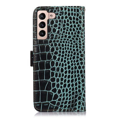 For Samsung Galaxy S22+ 5G Crocodile Top Layer Cowhide Leather Phone Case(Green) - Galaxy S22+ 5G Cases by buy2fix | Online Shopping UK | buy2fix