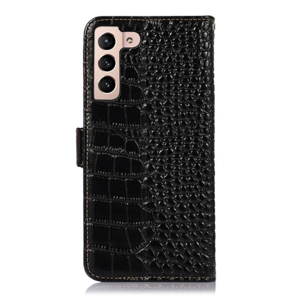 For Samsung Galaxy S22 5G Crocodile Top Layer Cowhide Leather Phone Case(Black) - Galaxy S22 5G Cases by buy2fix | Online Shopping UK | buy2fix