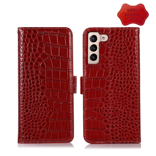 For Samsung Galaxy S22 5G Crocodile Top Layer Cowhide Leather Phone Case(Red) - Galaxy S22 5G Cases by buy2fix | Online Shopping UK | buy2fix