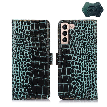 For Samsung Galaxy S22 5G Crocodile Top Layer Cowhide Leather Phone Case(Green) - Galaxy S22 5G Cases by buy2fix | Online Shopping UK | buy2fix