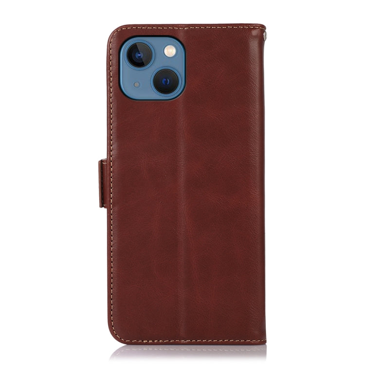 For iPhone 13 Crazy Horse Top Layer Cowhide Leather Phone Case(Brown) - iPhone 13 Cases by buy2fix | Online Shopping UK | buy2fix