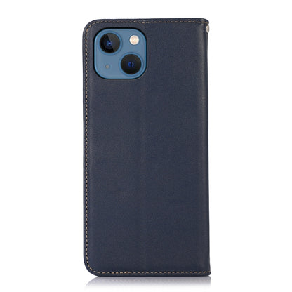 For iPhone 13 KHAZNEH Nappa Top Layer Cowhide Leather Phone Case(Blue) - iPhone 13 Cases by buy2fix | Online Shopping UK | buy2fix