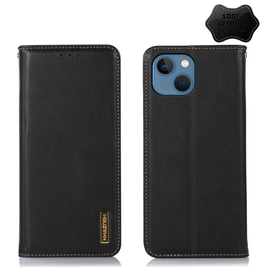 For iPhone 13 KHAZNEH Nappa Top Layer Cowhide Leather Phone Case(Black) - iPhone 13 Cases by buy2fix | Online Shopping UK | buy2fix