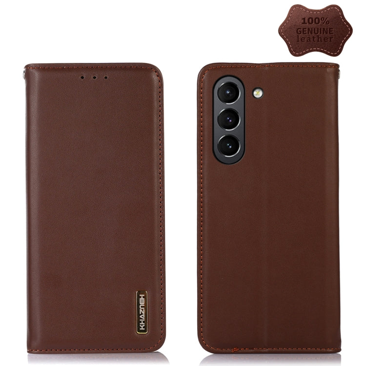 For Samsung Galaxy S21 FE 5G KHAZNEH Nappa Top Layer Cowhide Leather Phone Case(Brown) - Galaxy Phone Cases by buy2fix | Online Shopping UK | buy2fix