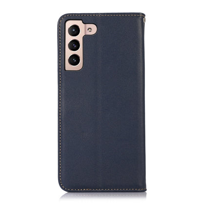 For Samsung Galaxy S22+ 5G KHAZNEH Nappa Top Layer Cowhide Leather Phone Case(Blue) - Galaxy S22+ 5G Cases by buy2fix | Online Shopping UK | buy2fix