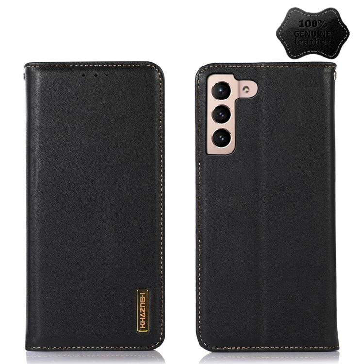 For Samsung Galaxy S22+ 5G KHAZNEH Nappa Top Layer Cowhide Leather Phone Case(Black) - Galaxy S22+ 5G Cases by buy2fix | Online Shopping UK | buy2fix