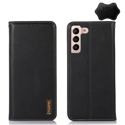 For Samsung Galaxy S22+ 5G KHAZNEH Nappa Top Layer Cowhide Leather Phone Case(Black) - Galaxy S22+ 5G Cases by buy2fix | Online Shopping UK | buy2fix