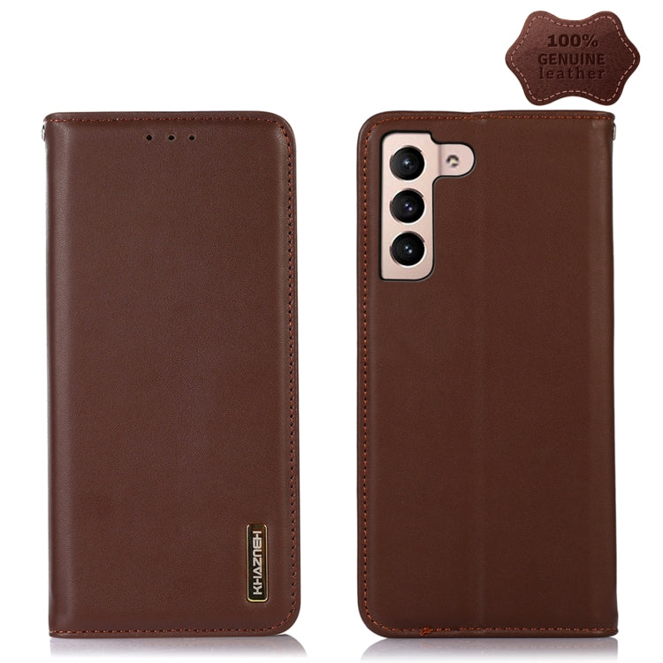 For Samsung Galaxy S22+ 5G KHAZNEH Nappa Top Layer Cowhide Leather Phone Case(Brown) - Galaxy S22+ 5G Cases by buy2fix | Online Shopping UK | buy2fix