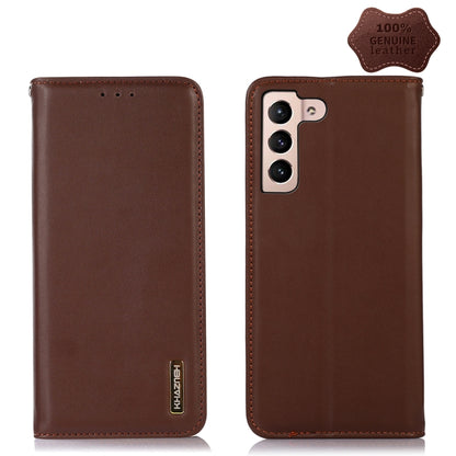 For Samsung Galaxy S22+ 5G KHAZNEH Nappa Top Layer Cowhide Leather Phone Case(Brown) - Galaxy S22+ 5G Cases by buy2fix | Online Shopping UK | buy2fix