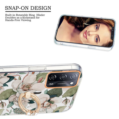 For OPPO A55 5G / A54 4G / A53S 5G / A16 / A54S 4G Ring IMD Flowers TPU Phone Case(Green Gardenia) by buy2fix