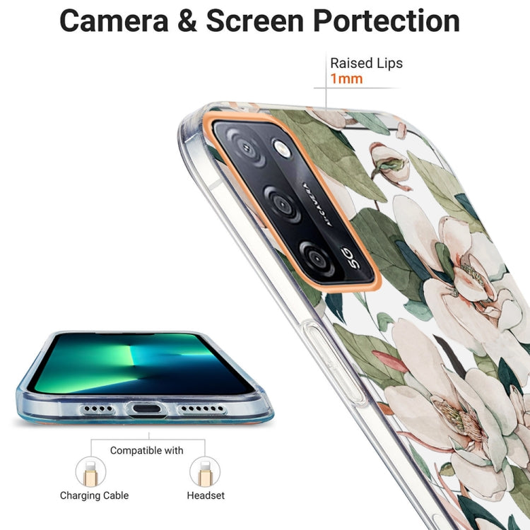 For OPPO A55 5G / A54 4G / A53S 5G / A16 / A54S 4G Ring IMD Flowers TPU Phone Case(Green Gardenia) by buy2fix