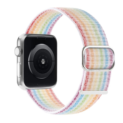 Nylon Watch Band For Apple Watch Ultra 49mm&Watch Ultra 2 49mm / Series 9&8&7 45mm / SE 3&SE 2&6&SE&5&4 44mm / 3&2&1 42mm(Slim Rainbow) by buy2fix