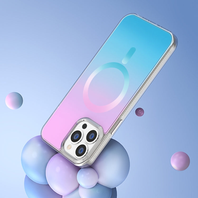 For iPhone 12 Pro Max Gradient Magsafe Magnetic Phone Case(Blue) by buy2fix