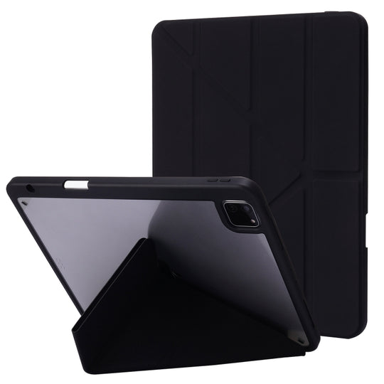 For iPad Air 13 2025 / 2024 / iPad Pro 12.9 2022 / 2021 / 2020 / 2018 Deformation Transparent Acrylic Leather Tablet Case(Black)
