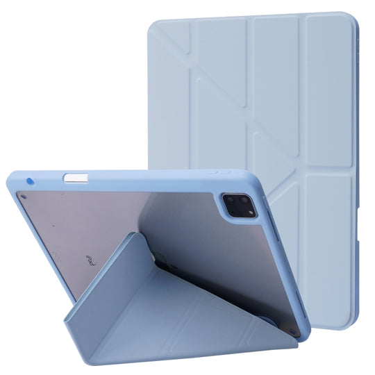 For iPad Air 13 2025 / 2024 / iPad Pro 12.9 2022 / 2021 / 2020 / 2018 Deformation Transparent Acrylic Leather Tablet Case(Light Blue)