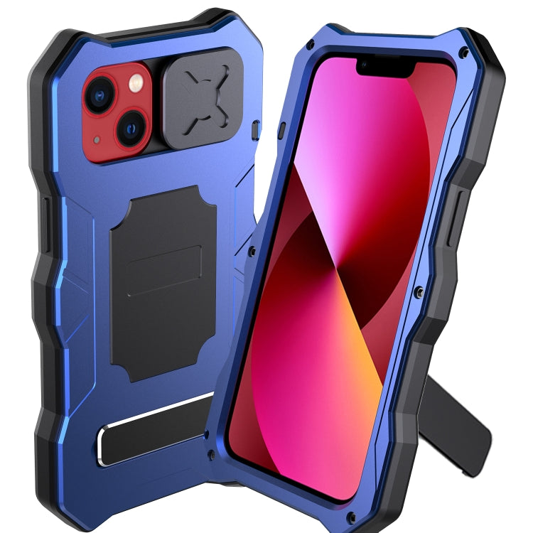 For iPhone 13 Metal + Silicone Sliding Camshield Holder Phone Case(Blue) - iPhone 13 Cases by buy2fix | Online Shopping UK | buy2fix