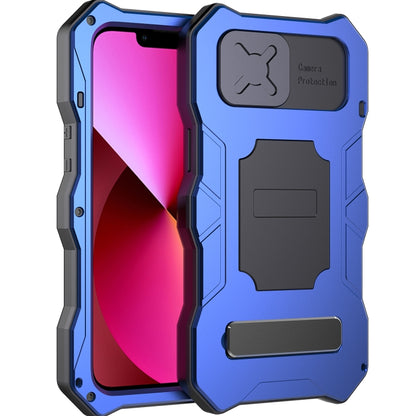 For iPhone 13 Metal + Silicone Sliding Camshield Holder Phone Case(Blue) - iPhone 13 Cases by buy2fix | Online Shopping UK | buy2fix