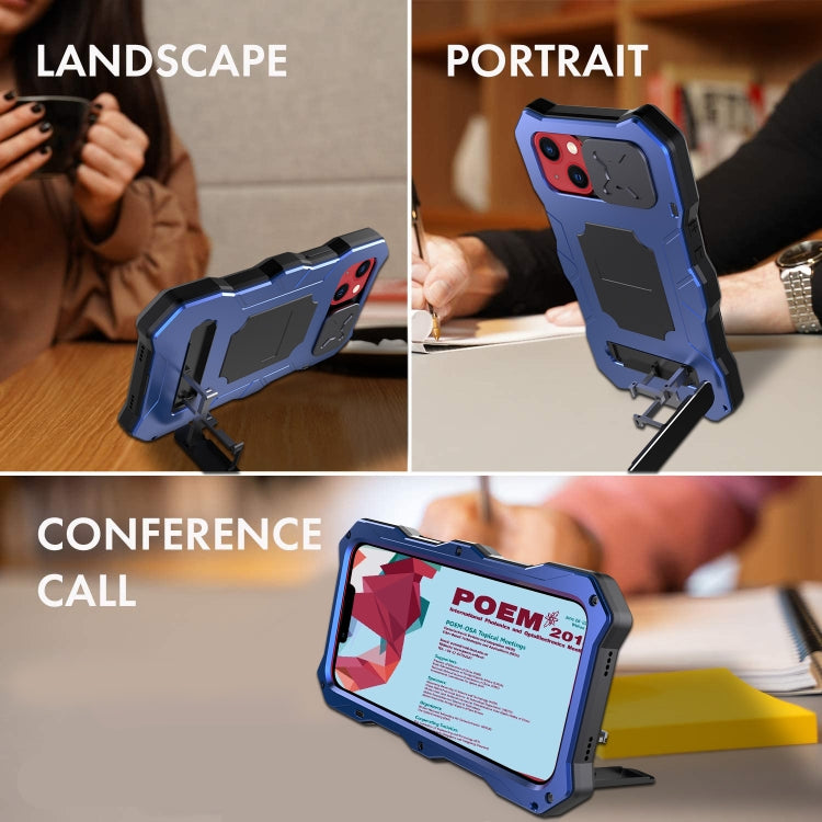For iPhone 13 Metal + Silicone Sliding Camshield Holder Phone Case(Blue) - iPhone 13 Cases by buy2fix | Online Shopping UK | buy2fix