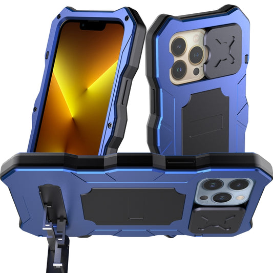 For iPhone 13 Pro Metal + Silicone Sliding Camshield Holder Phone Case (Blue) - iPhone 13 Pro Cases by buy2fix | Online Shopping UK | buy2fix