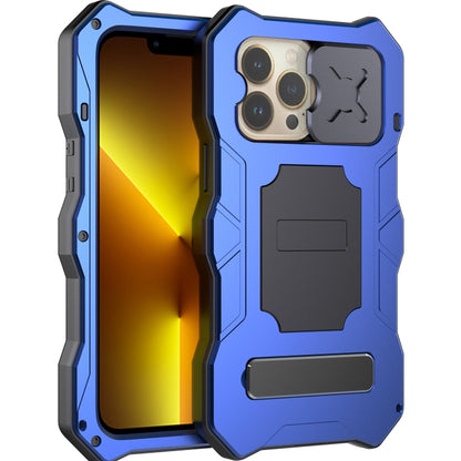 For iPhone 13 Pro Metal + Silicone Sliding Camshield Holder Phone Case (Blue) - iPhone 13 Pro Cases by buy2fix | Online Shopping UK | buy2fix