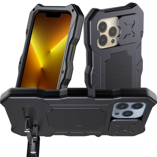 For iPhone 13 Pro Metal + Silicone Sliding Camshield Holder Phone Case (Black) - iPhone 13 Pro Cases by buy2fix | Online Shopping UK | buy2fix