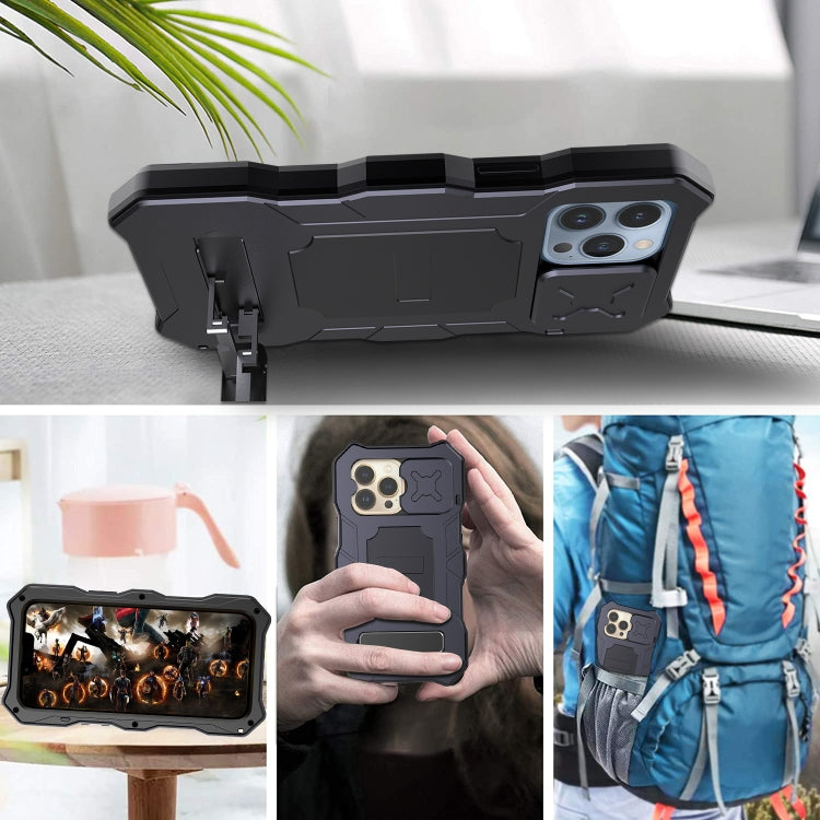 For iPhone 13 Pro Metal + Silicone Sliding Camshield Holder Phone Case (Black) - iPhone 13 Pro Cases by buy2fix | Online Shopping UK | buy2fix