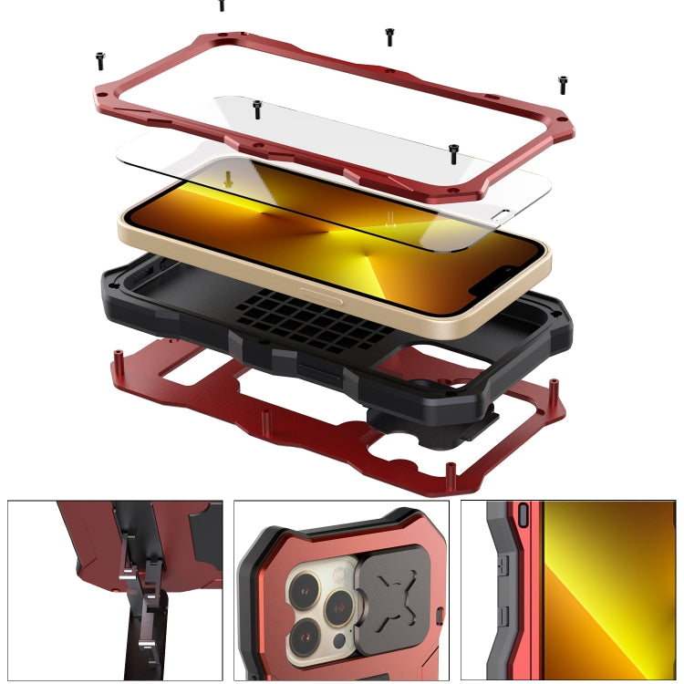 For iPhone 13 Pro Max Metal + Silicone Sliding Camshield Holder Phone Case (Red) - iPhone 13 Pro Max Cases by buy2fix | Online Shopping UK | buy2fix