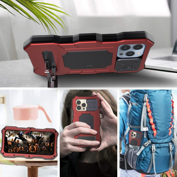 For iPhone 13 Pro Max Metal + Silicone Sliding Camshield Holder Phone Case (Red) - iPhone 13 Pro Max Cases by buy2fix | Online Shopping UK | buy2fix
