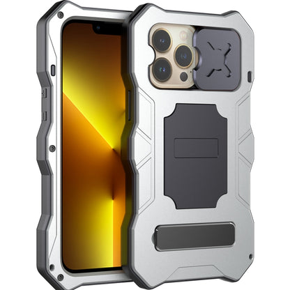 For iPhone 13 Pro Max Metal + Silicone Sliding Camshield Holder Phone Case (Silver) - iPhone 13 Pro Max Cases by buy2fix | Online Shopping UK | buy2fix