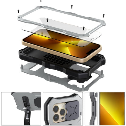 For iPhone 13 Pro Max Metal + Silicone Sliding Camshield Holder Phone Case (Silver) - iPhone 13 Pro Max Cases by buy2fix | Online Shopping UK | buy2fix