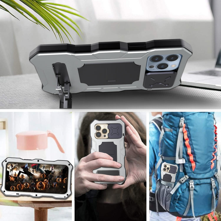 For iPhone 13 Pro Max Metal + Silicone Sliding Camshield Holder Phone Case (Silver) - iPhone 13 Pro Max Cases by buy2fix | Online Shopping UK | buy2fix