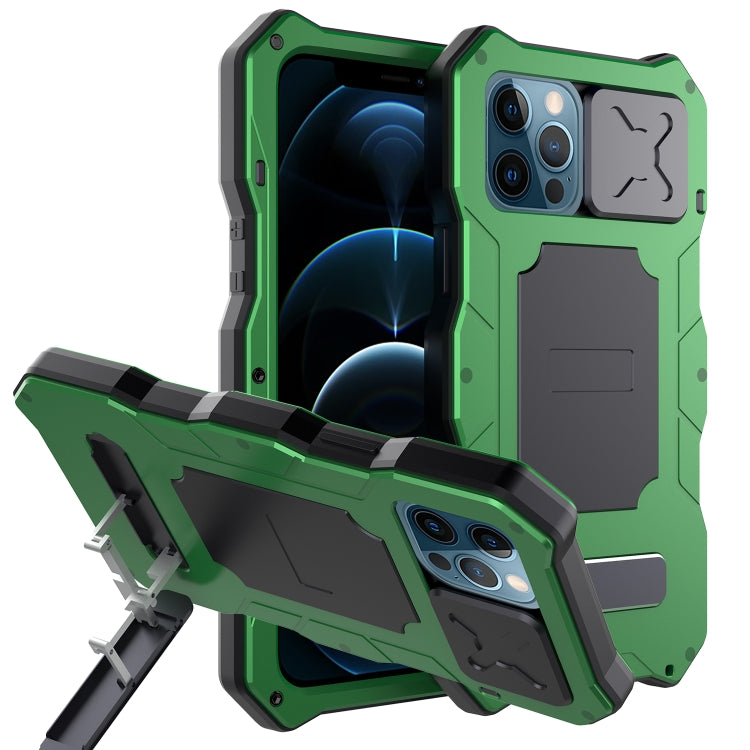 For iPhone 12 Pro Max Metal + Silicone Sliding Camshield Holder Phone Case(Silver) - iPhone 12 Pro Max Cases by buy2fix | Online Shopping UK | buy2fix