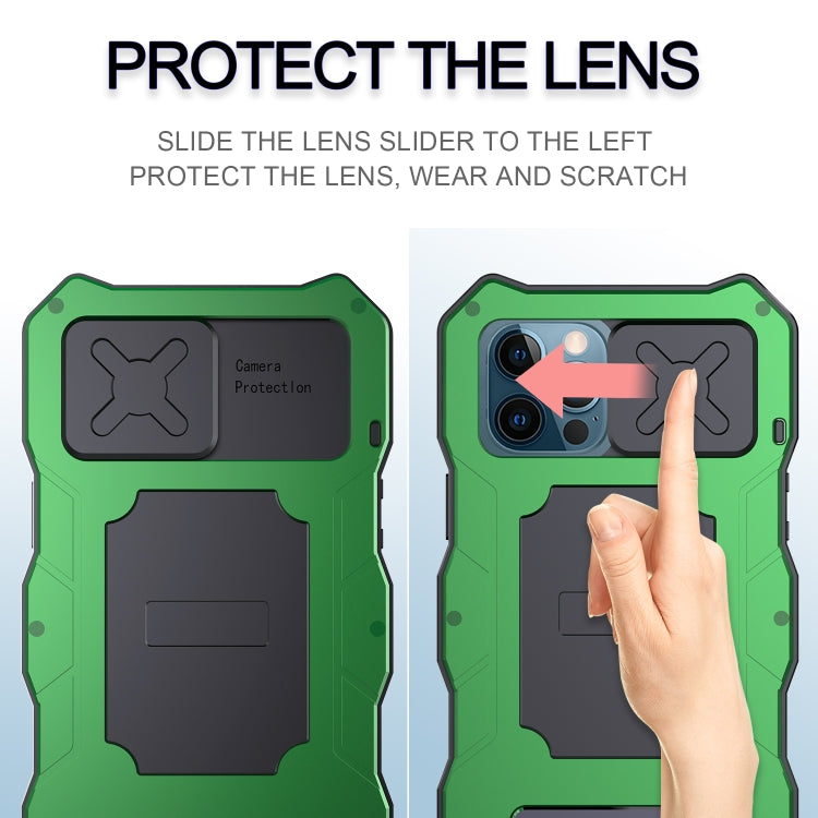 For iPhone 12 Pro Max Metal + Silicone Sliding Camshield Holder Phone Case(Silver) - iPhone 12 Pro Max Cases by buy2fix | Online Shopping UK | buy2fix