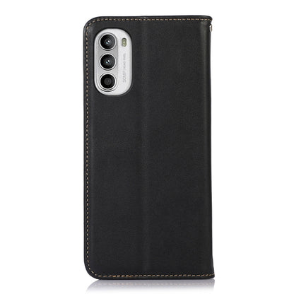 For Motorola Moto G52 4G KHAZNEH Nappa Top Layer Cowhide Leather Phone Case(Black) - Motorola Cases by buy2fix | Online Shopping UK | buy2fix
