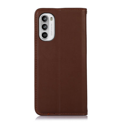 For Motorola Moto G52 4G KHAZNEH Nappa Top Layer Cowhide Leather Phone Case(Brown) - Motorola Cases by buy2fix | Online Shopping UK | buy2fix