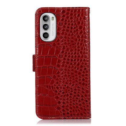 For Motorola Moto G52 4G Crocodile Top Layer Cowhide Leather Phone Case(Red) - Motorola Cases by buy2fix | Online Shopping UK | buy2fix