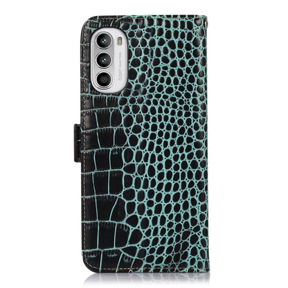 For Motorola Moto G52 4G Crocodile Top Layer Cowhide Leather Phone Case(Green) - Motorola Cases by buy2fix | Online Shopping UK | buy2fix