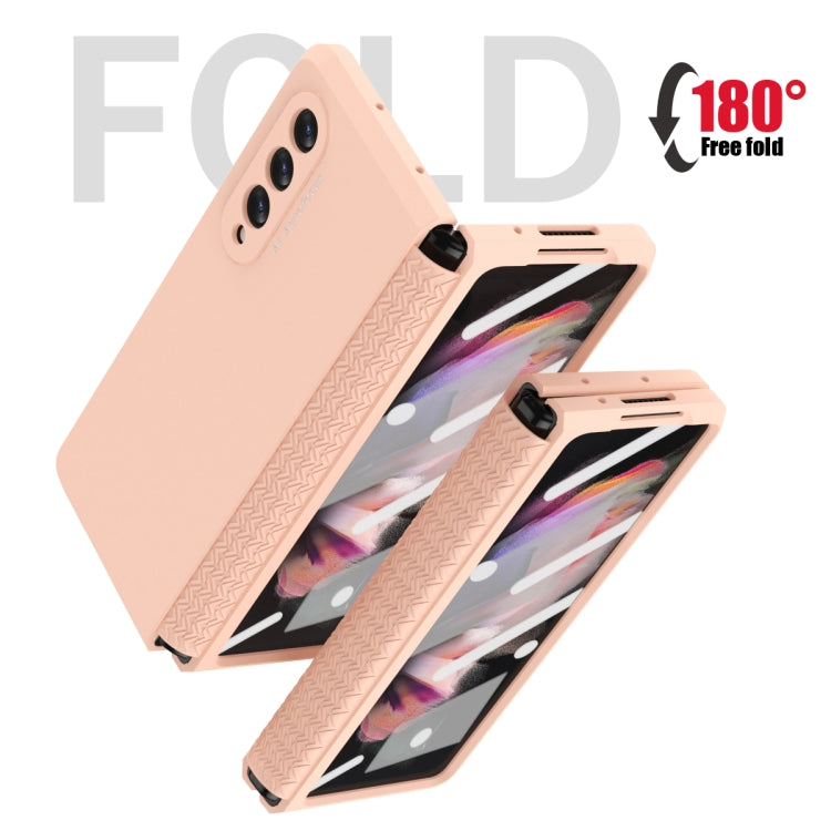 For Samsung Galaxy Z Fold3 5G 360 Full Body TPU Hinge Flip Phone Case(Pink) - Galaxy Phone Cases by buy2fix | Online Shopping UK | buy2fix