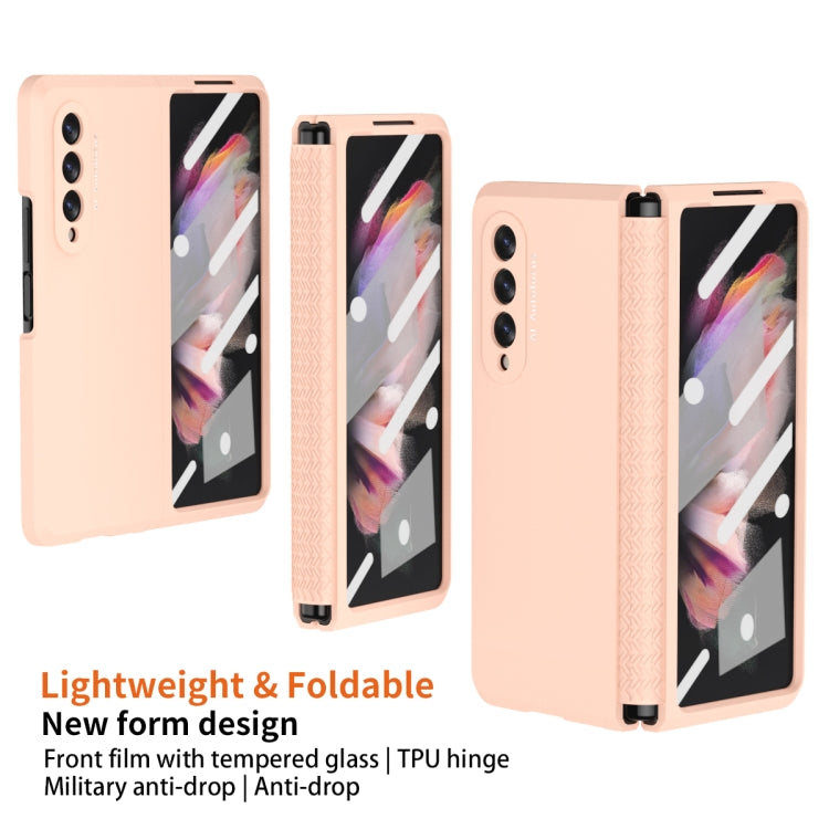 For Samsung Galaxy Z Fold3 5G 360 Full Body TPU Hinge Flip Phone Case(Pink) - Galaxy Phone Cases by buy2fix | Online Shopping UK | buy2fix