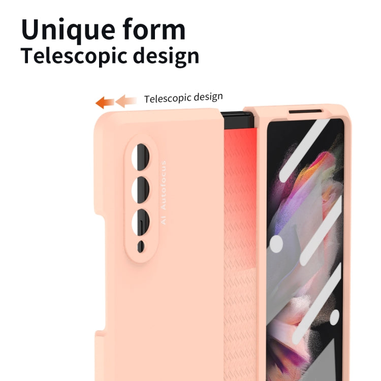 For Samsung Galaxy Z Fold3 5G 360 Full Body TPU Hinge Flip Phone Case(Pink) - Galaxy Phone Cases by buy2fix | Online Shopping UK | buy2fix