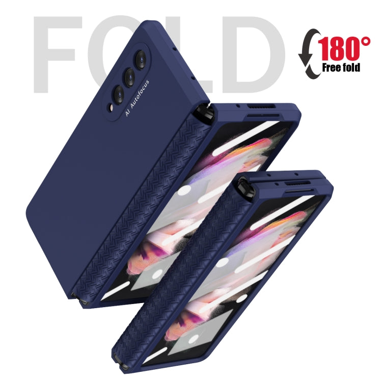 For Samsung Galaxy Z Fold3 5G 360 Full Body TPU Hinge Flip Phone Case(Blue) - Galaxy Phone Cases by buy2fix | Online Shopping UK | buy2fix