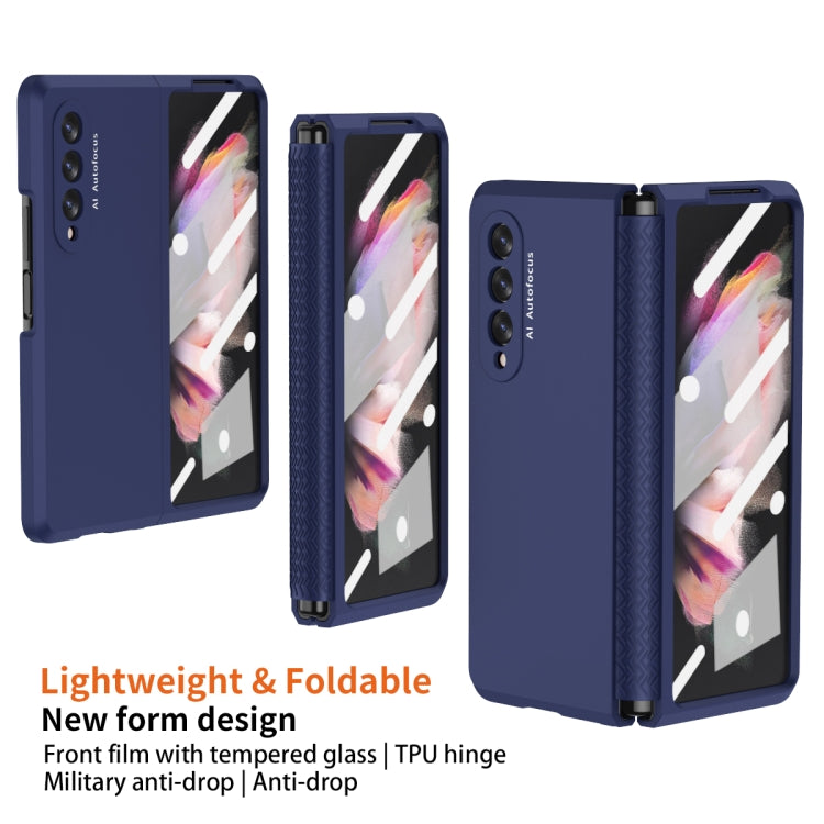 For Samsung Galaxy Z Fold3 5G 360 Full Body TPU Hinge Flip Phone Case(Blue) - Galaxy Phone Cases by buy2fix | Online Shopping UK | buy2fix